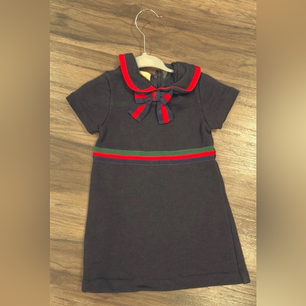 Gucci Vintage Dress Blue Red Green Designer Toddler Baby Fashion